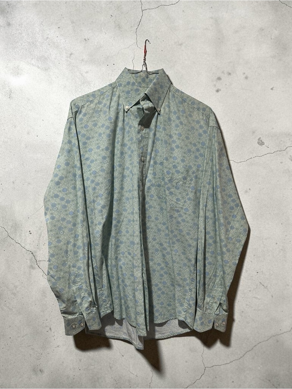 Stetson Light Green Patterned Long-Sleeve Dress Shirt